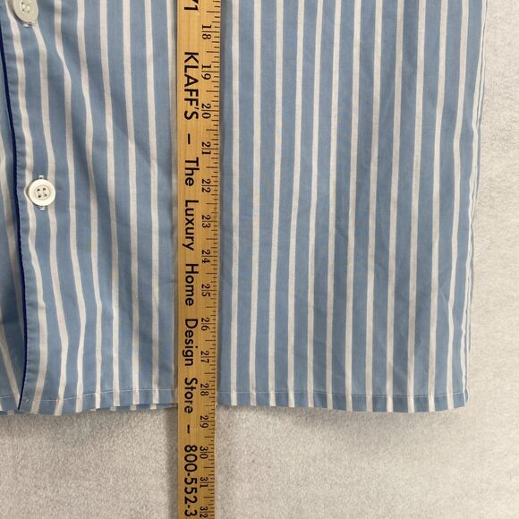 WESTCHESTER CLASSIC Pajama Top Mens L Striped Cotton Blend Button Up V-Neck Blue - Picture 10 of 11